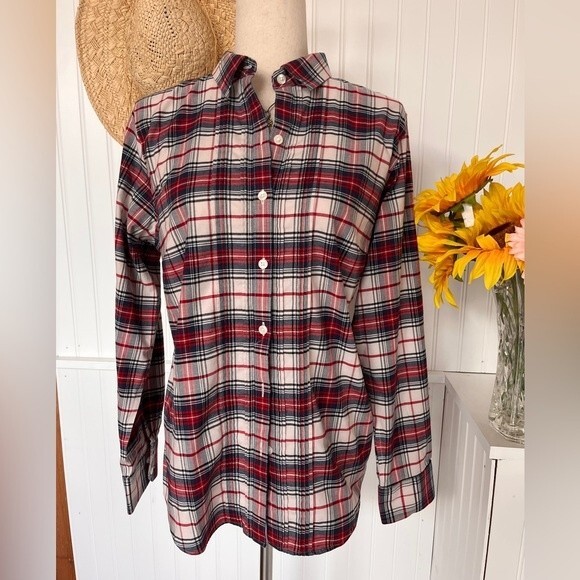 Red/White/Blue Plaid Button Down Shirt - Picture 1 of 6